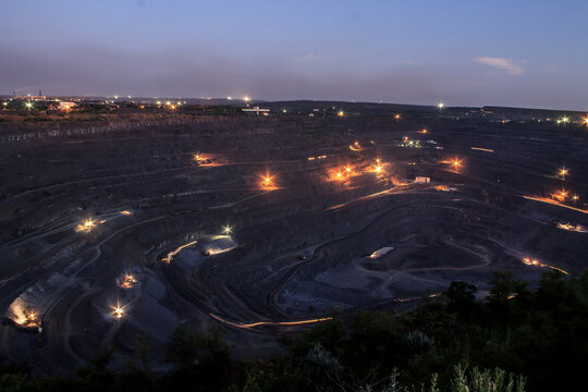 Extraction of iron ore by an open method in the quarries of Krivoy Rog Ukraine.