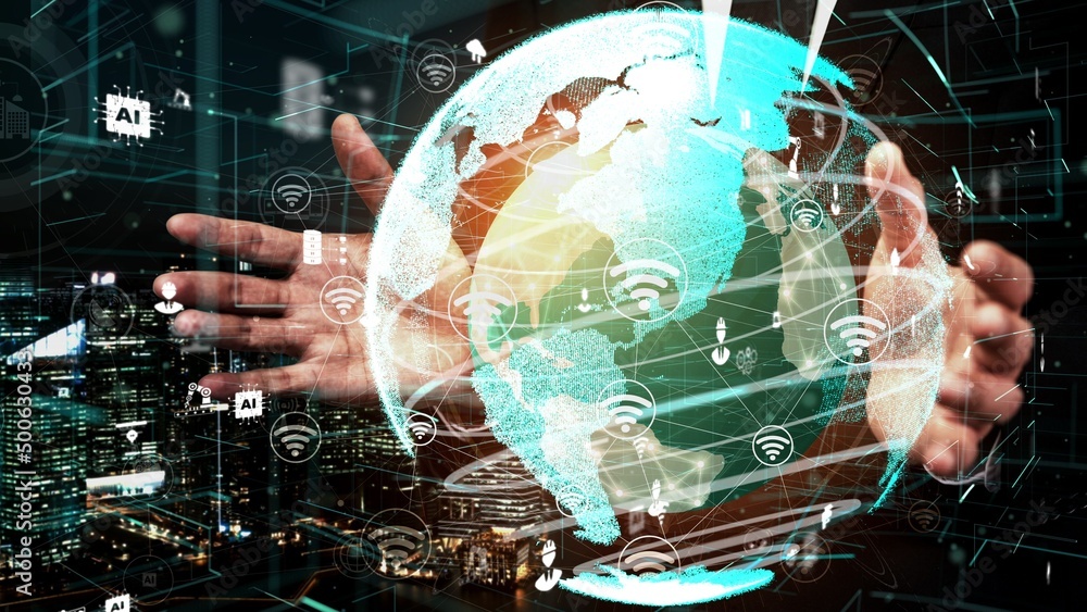 Poster conceptual people network linking and connection . 3d render computer graphic .