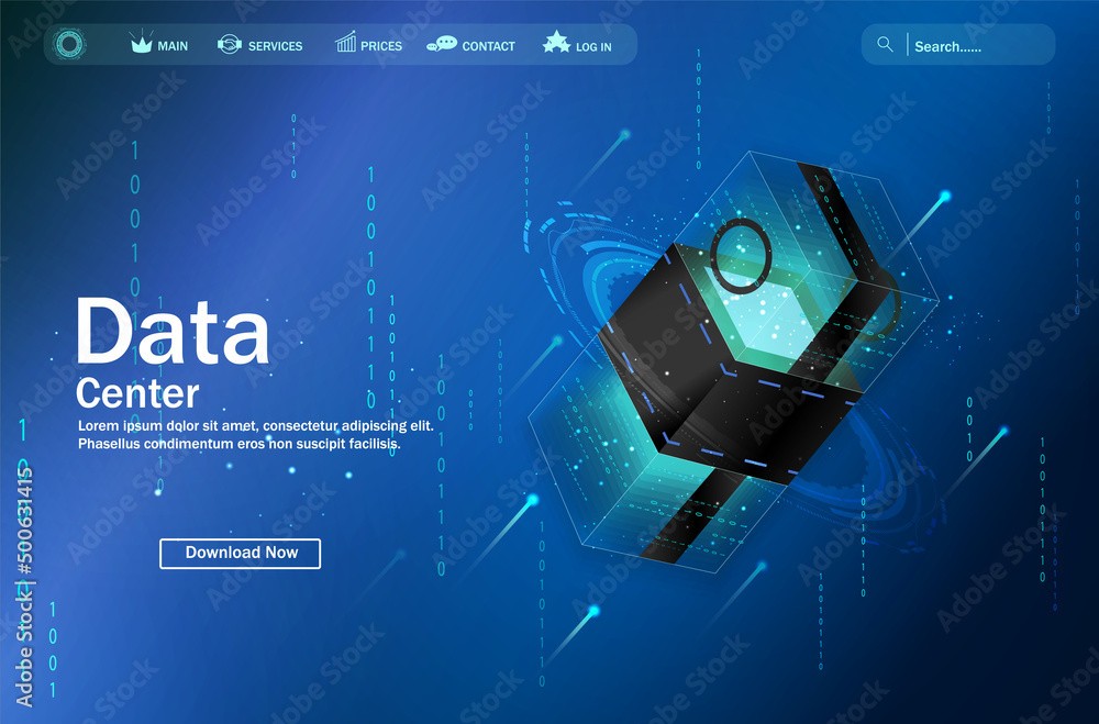 Poster data processing center. abstract digital storage. data analysis of processing large data computation