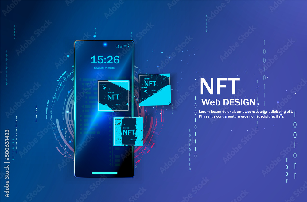 Aufkleber concept of nft ,non-fungible token with network vector on dark background. vector illustration conce