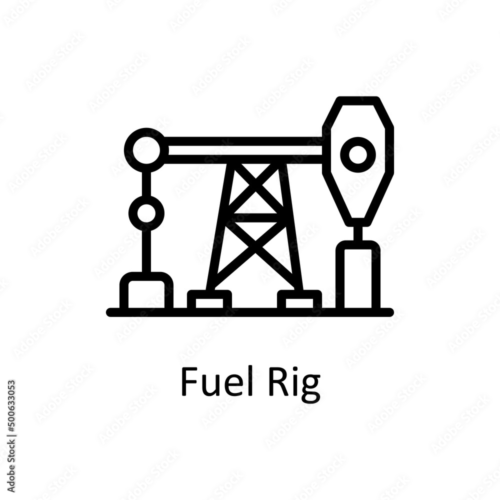 Poster fuel rig vector outline icon for web isolated on white background eps 10 file