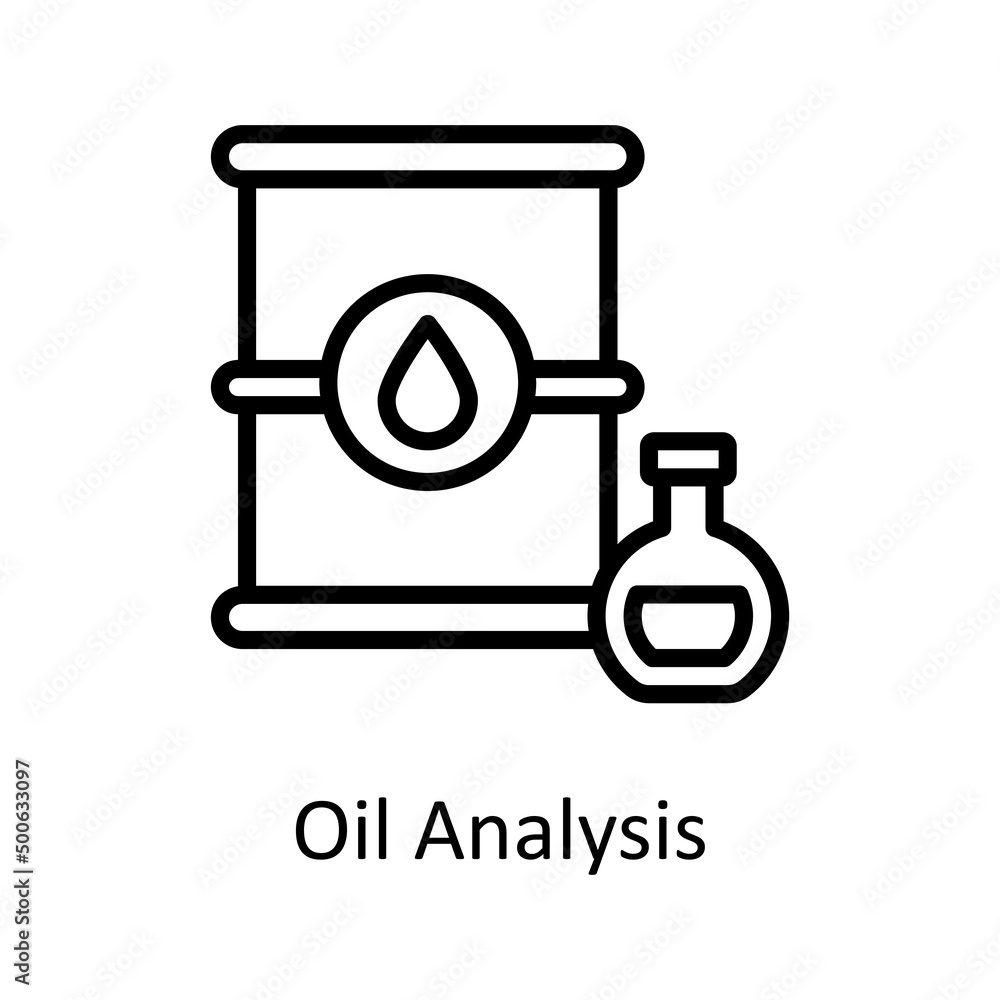 Poster oil analysis vector outline icon for web isolated on white background eps 10 file