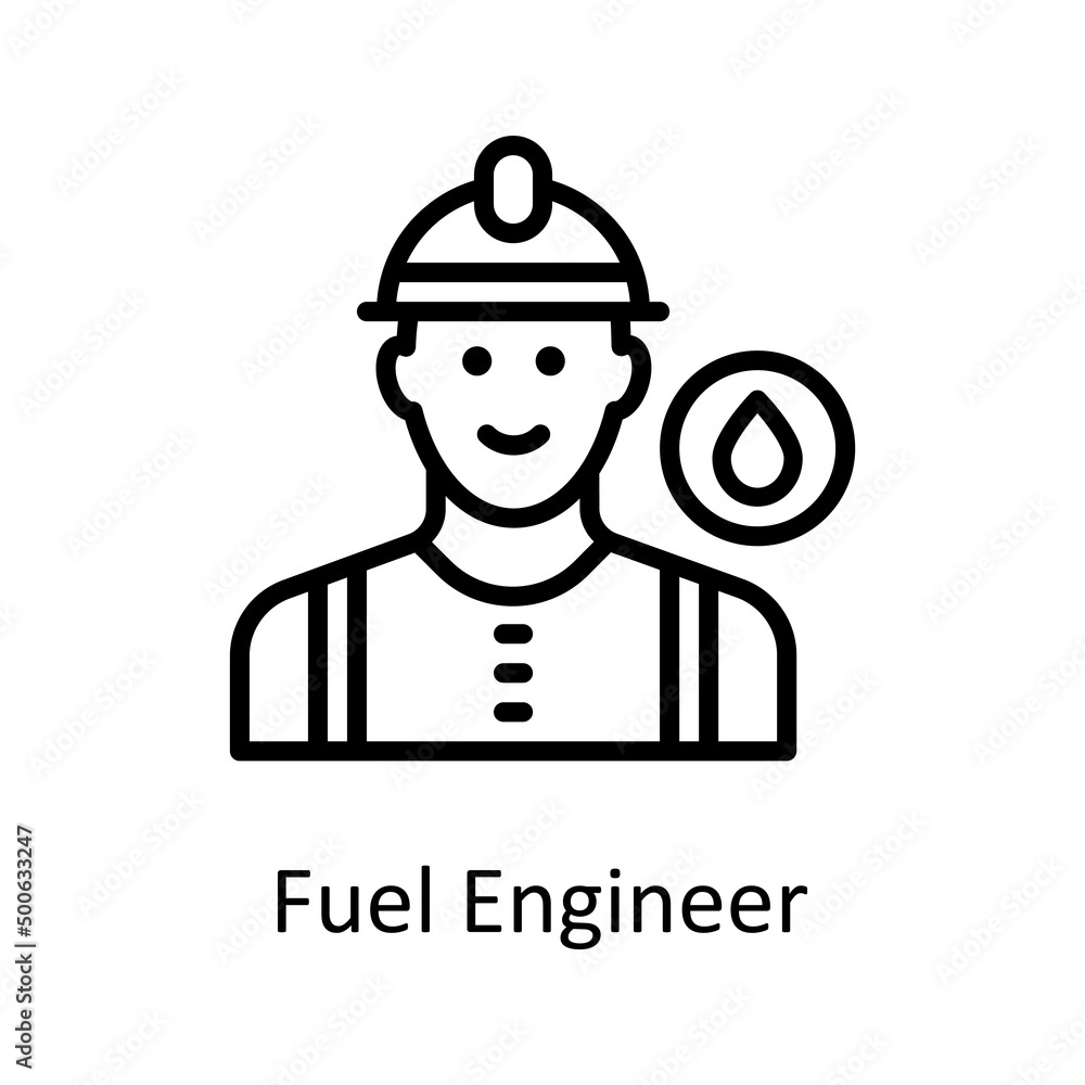 Poster fuel engineer vector outline icon for web isolated on white background eps 10 file