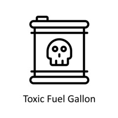 Toxic Fuel Gallon vector outline icon for web isolated on white background EPS 10 file