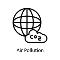 Air Pollution vector outline icon for web isolated on white background EPS 10 file