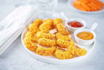 Tempura fried shrimps in a plate