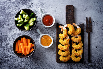 Tempura fried shrimps in a plate