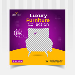 Luxury Furniture sale social media and web banner post design template