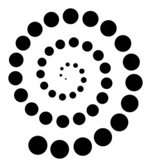 Dotted spiral structure. Spiral is designed with black circles.