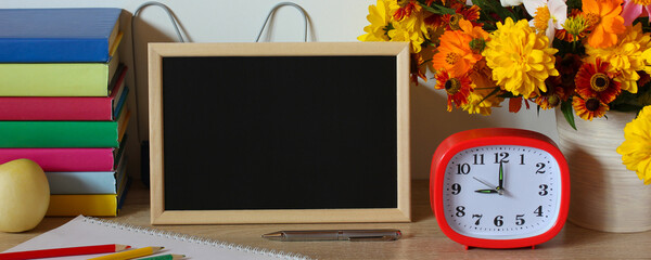 back to school. mockup with an empty blackboard.