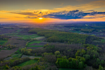 Fototapeta premium Beautiful Bilogora in sunset near village Maglenca