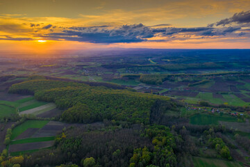 Beautiful Bilogora in sunset near village Maglenca