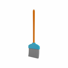Broom 3d illustration isolated on white background. 3D broom illustration. Sweeping broom 3D illustration