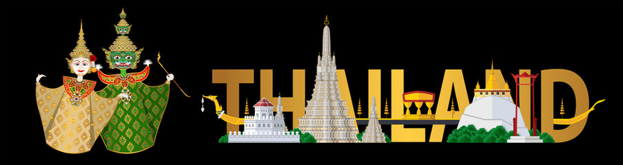 Thailand travel concept The Most Beautiful Places To Visit In Thailand in flat style.