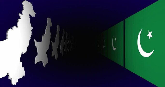 Pakistan Flag Map 4K Country Looping Background 3d Animation