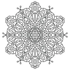 Outline mandala design for coloring book
