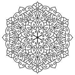 Outline mandala design for coloring book