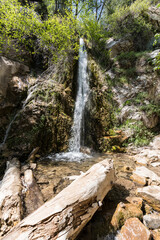 Fototapeta na wymiar Lewis Falls in the San Gabriel Mountains near Azusa and Los Angeles, California.