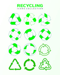 recycling symbol set recycle icons