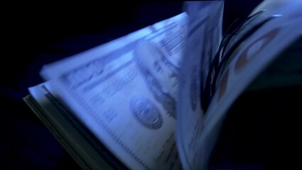 Money counting equipment for paper money calculation. Automatic mechanism for bank financial operations. Currency exchange of one hundred usd. Closeup currency counting machine counting dollar bills - Powered by Adobe