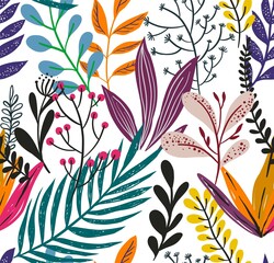 Tropical exotic foliage and leaves pattern print