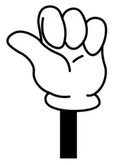 Hand gesture, isolated clenched fist cartoon art