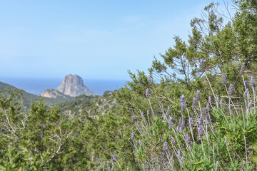 Peak of the mountain Es Vedra in Sant Josep de Sa Talaia, Ibiza, Balearic Islands, Spain