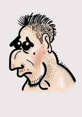 Funny caricature face vector illustration