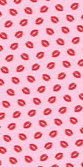 Kiss  lips  love text   background pattern template banner , colorful red pink black white yellow green blue cover greetings card fabric 
