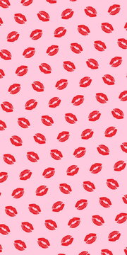 Kiss  lips  love text   background pattern template banner , colorful red pink black white yellow green blue cover greetings card fabric 