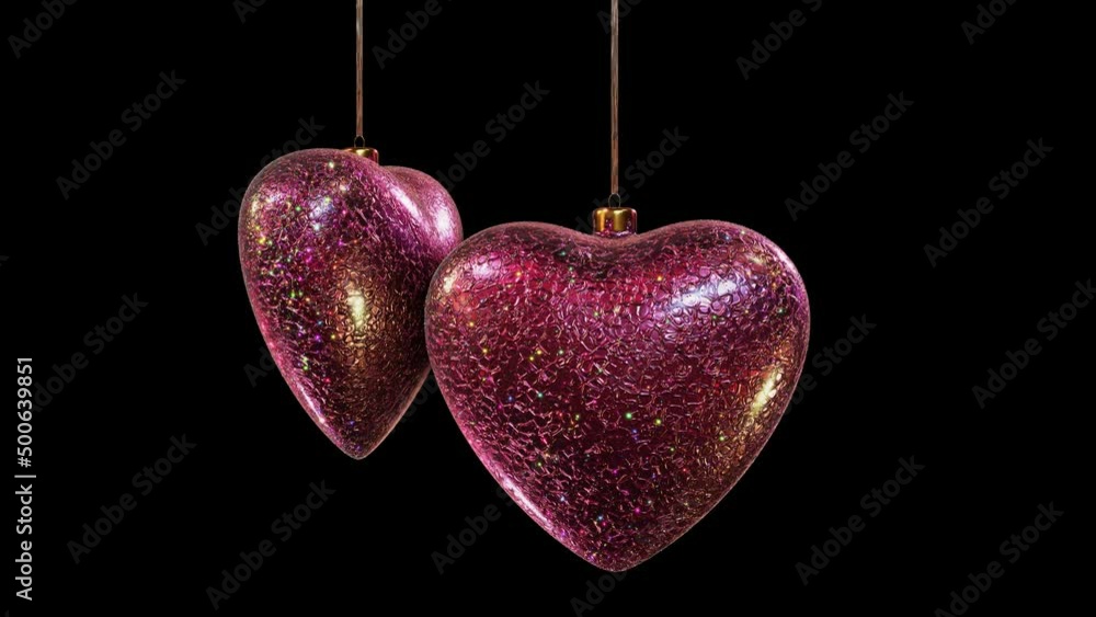Aufkleber realistic seamless looping 3d animation of two hanging orbital spinning shining and glittering sequi