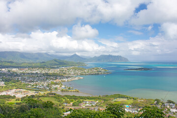 Naklejka premium Views of Kaneohe Bay on the windward side of Oahu in Hawaii