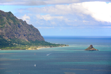 Views of Kaneohe Bay on the windward side of Oahu in Hawaii