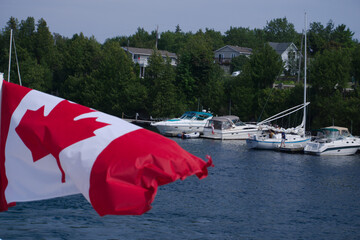 Canadian flag on the boat