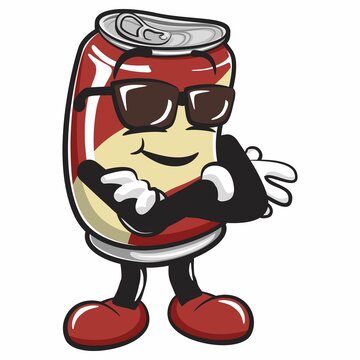 recommend clip art: cute drink can vintage character mascot illustration stylish wearing sunglasses