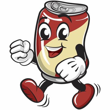 recommend clip art: cute drink can vintage character mascot illustration jogging