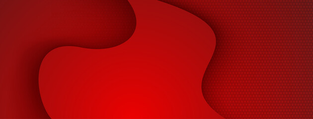 Abstract background with curved shapes and halftone dots in red colors