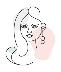 Abstract stylish woman portrait, line artwork