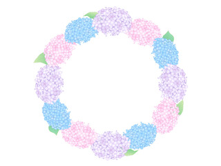 あじさいのフレーム⑧円型_カラフル