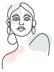 Elegant woman portrait with massive earring sketch