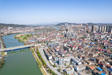 Fototapeta na wymiar Aerial scenery of Liling city, Hunan, China