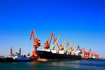 In the industrial port crane