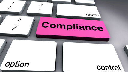 3D Illustration of Modern Keyboard with the Word Compliance
