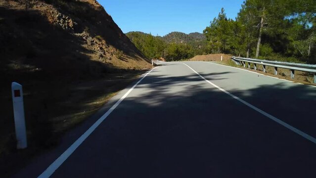 Driving a deserted mountain road in cyprus.  Speeded up