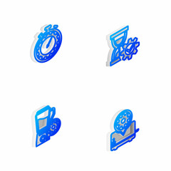 Set Isometric line Hourglass setting, Time management, Blender with bowl and Toaster icon. Vector