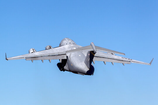 Avalon, Australia - February 25, 2013: United States Air Force (USAF) Boeing C-17A Globemaster III military transport aircraft from the 535th Airlift Squadron, 15th Airlift Wing.