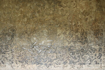 01 Dec 2021 Angkor Wat wall with Khmer empire isolation background at Siem Reap City, Cambodia, The best travel in Asian.