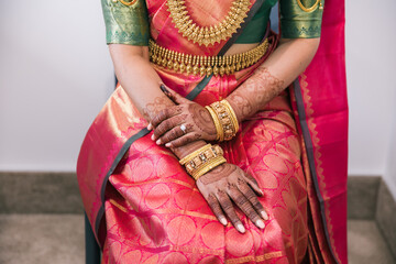 South Indian Tamil bride's wedding henna mehendi mehndi hands close up