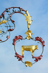 Golden bull, historical restaurant  sign
