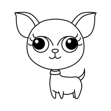 Cihuahua dog cartoon coloring page illustration vector. For kids coloring book.